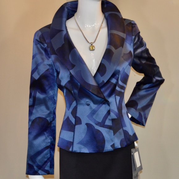 Armani Collezioni Blue Silk Blazer EU 44 Made in Italy 🇮🇹 - Picture 13 of 14